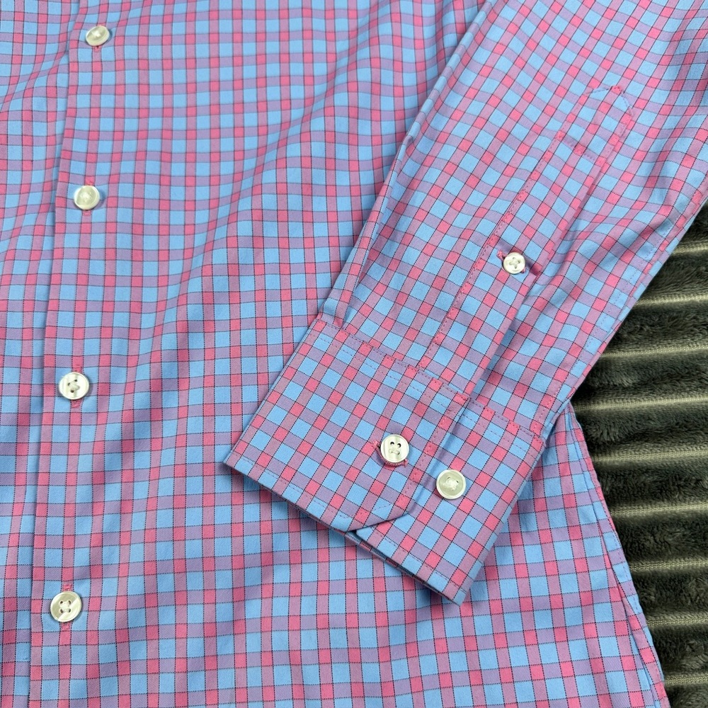 Bonobos Jetsetter Slim Fit Shirt Mens XS Pink Blue Check Stretch Long Sleeve - Picture 3 of 10